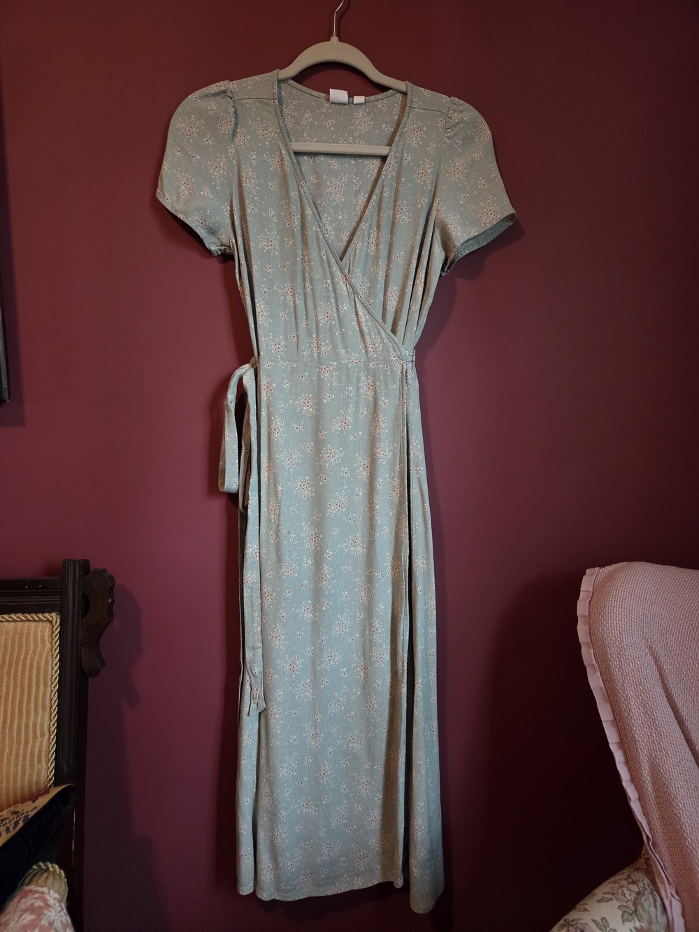 GAP Sage Green Floral Wrap Maxi Dress